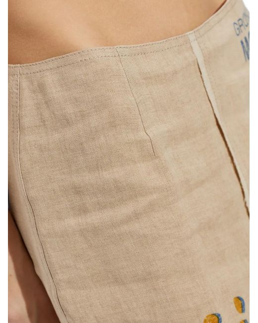 Moschino White Linen Skirt With Colorful Print