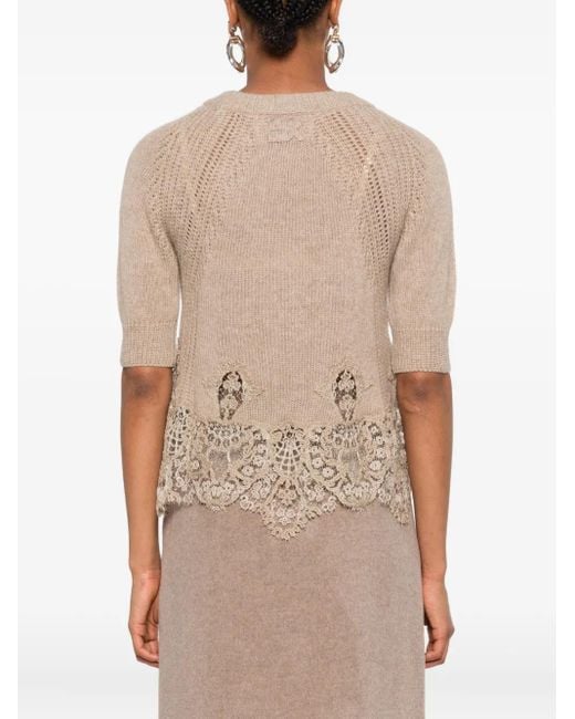 Haut En Maille À Finitions En Dentelle Ermanno Scervino en coloris Natural