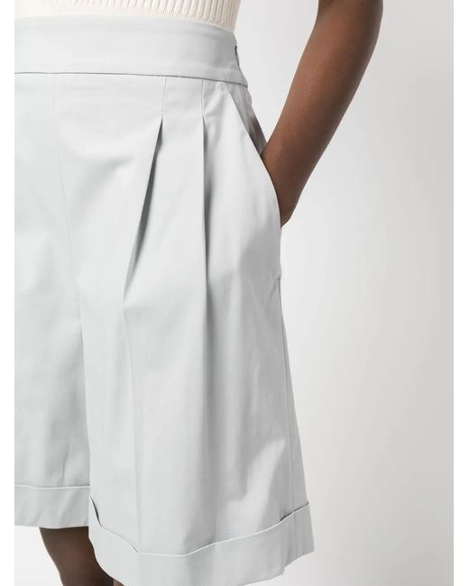 Eleventy White Cotton-Blend Tailored Shorts