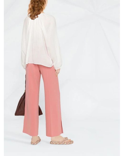 Alberto Biani Pink Cropped Wide-Leg Trousers