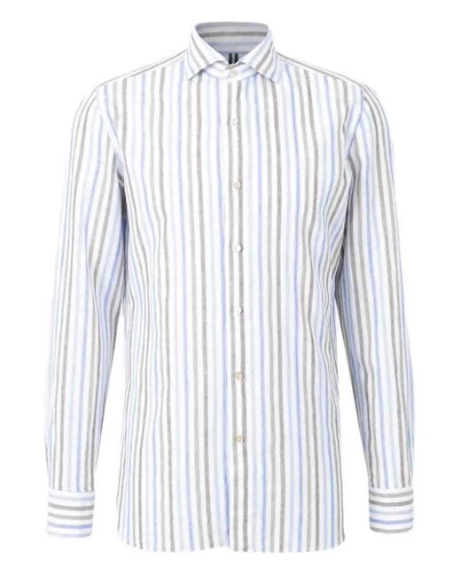 Luigi Borrelli Napoli White Striped Shirt for men