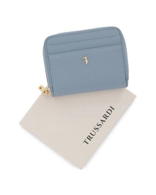 Trussardi Blue Cameo Zip-Around Wallet