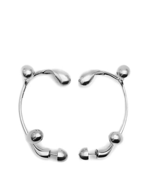 Hugo Kreit White Serti Sphere-Detail Earrings