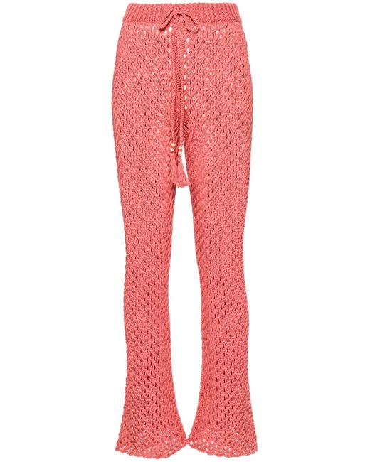 Alanui Red A Love Letter To India Macramé Trousers