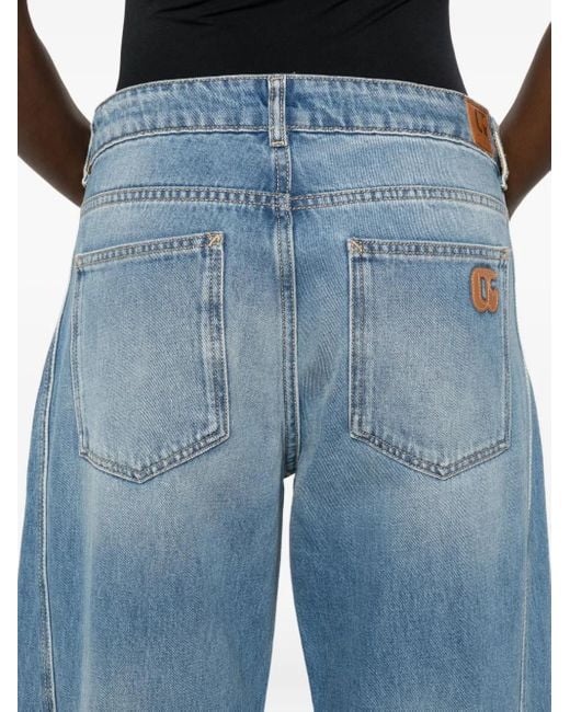 Le Temps Des Cerises Cuffed Straight-leg Jeans Blue