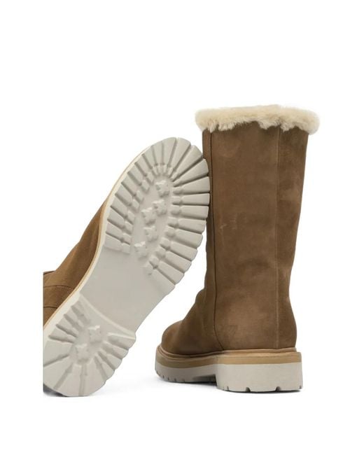 MARETTO® Brown Shearling-Trim Suede Boots