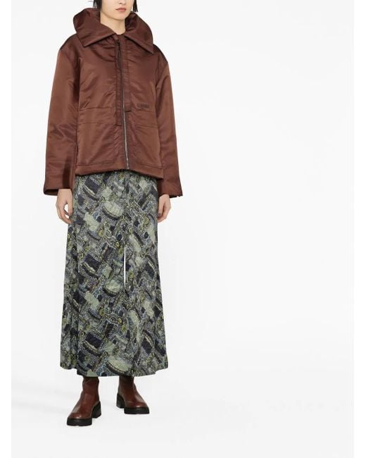 Ganni Brown Oversized Collar Jacket