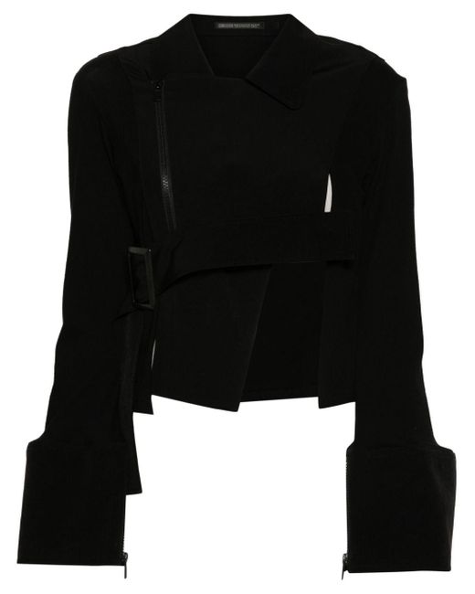 Chaqueta asimétrica con cinturón Yohji Yamamoto de color Black