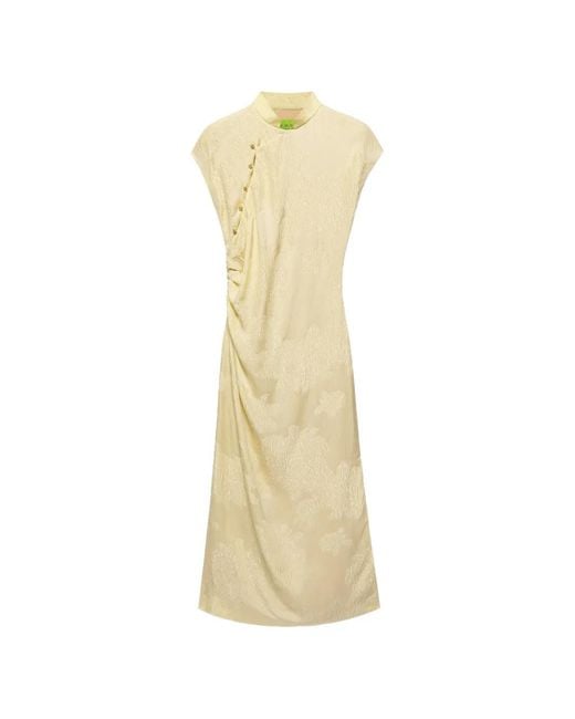 Shanghai Tang White Patterned-Jacquard Qipao Dress