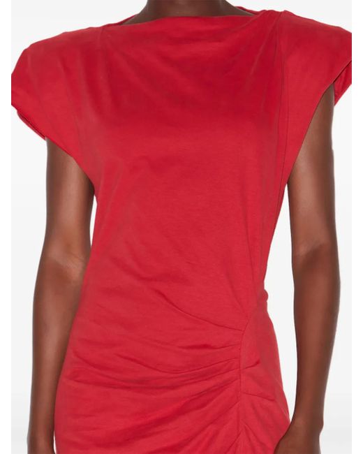 Isabel Marant Red Sm Nadela Dress With Shoulder Pads