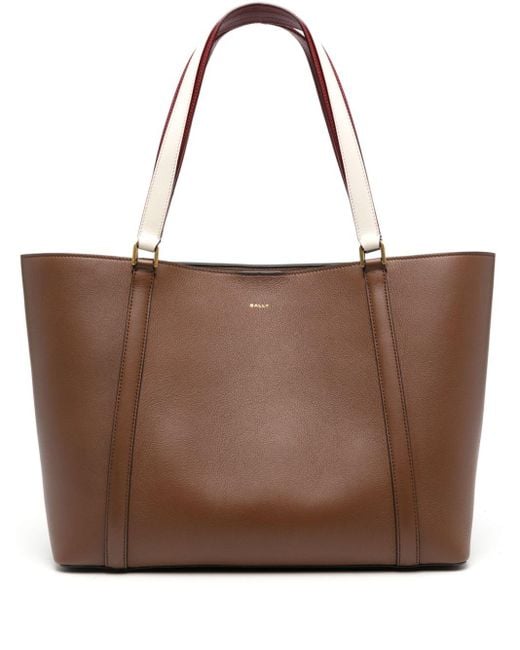 Bally Brown Large Code Leather Tote Bag