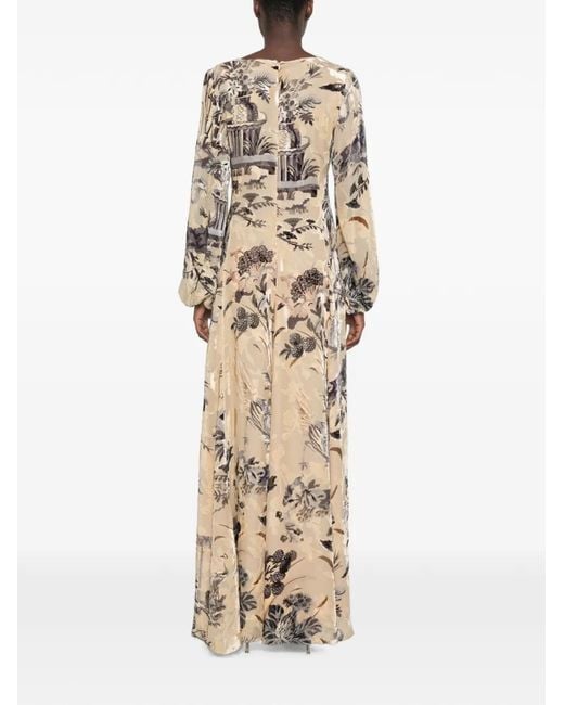 Etro Natural Floral-Print Maxi Dress
