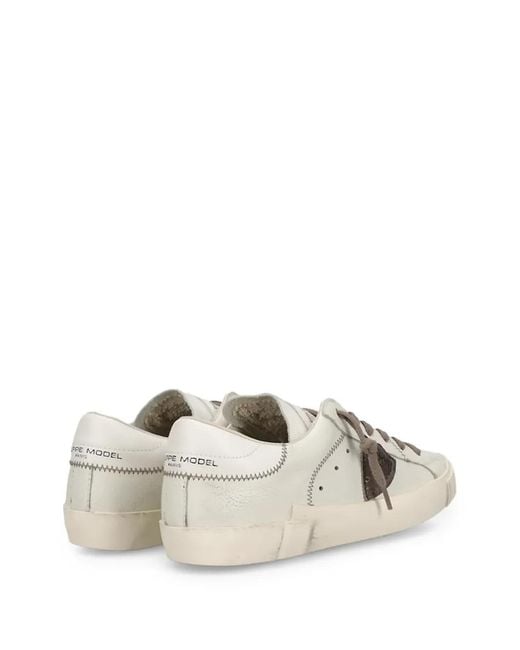 Philippe Model White Prsx Distressed-Effect Sneakers
