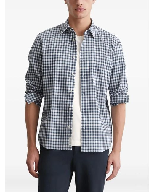 Marc O' Polo Blue Check-Pattern Button-Up Shirt for men