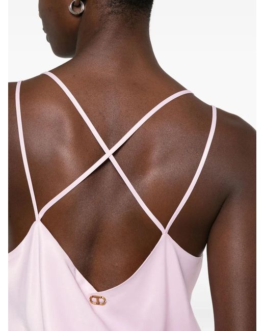 Twinset Pink Crossover-Strap Tank Top