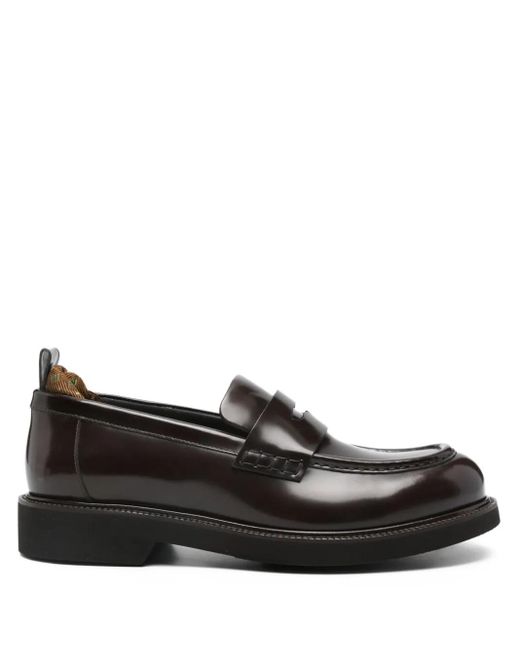Etro Black Leather Penny Loafers for men