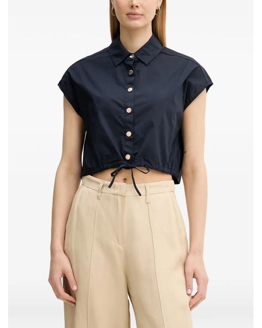 GAUDI Blue Drawstring Cropped Shirt