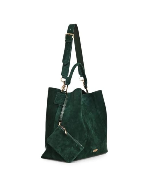 Essentiel Antwerp Green Kroon Suede Shoulder Bag