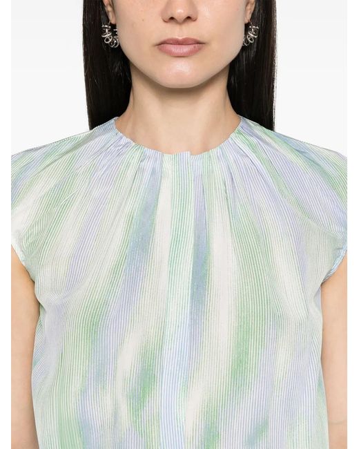 Boss Blue Abstract-Stripes Sleeveless Shirt