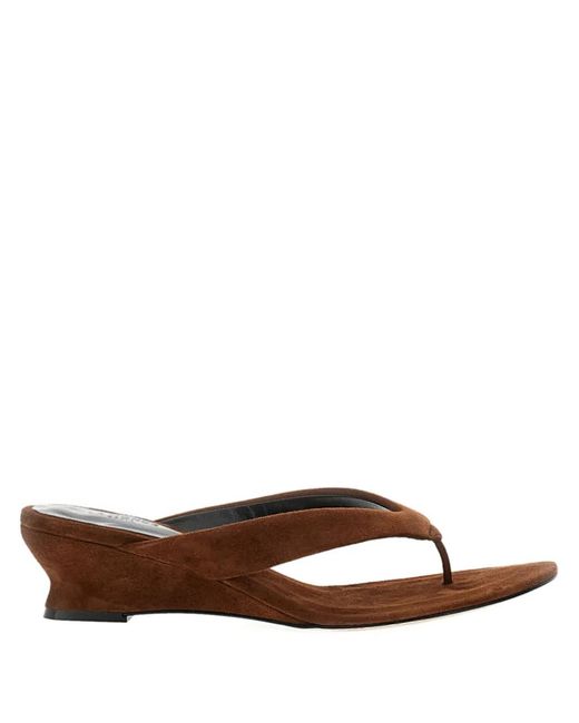 Le Monde Beryl Brown Thong-Strap Wedge Sandals