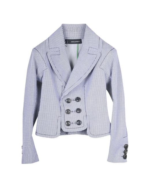 DSquared² Blue Houndstooth Double-Breasted Blazer