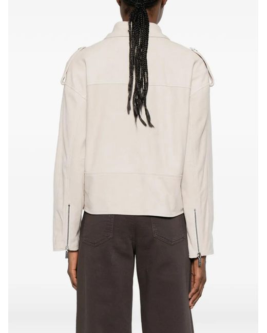 Moorer White Loette Zip Jacket