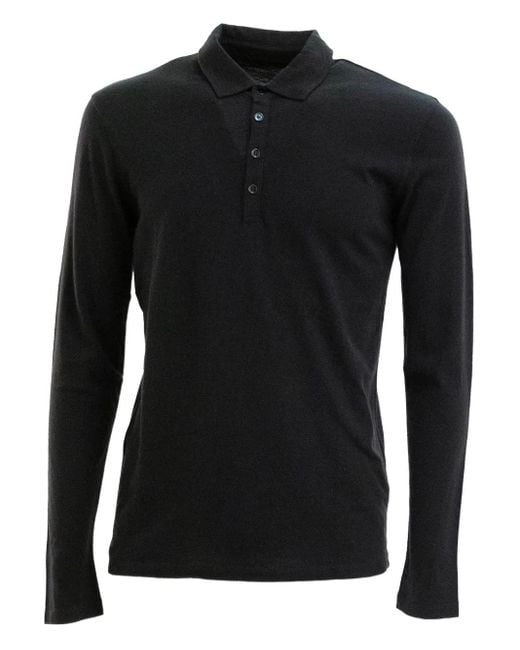 Majestic Filatures Black Long-Sleeved Polo Shirt for men