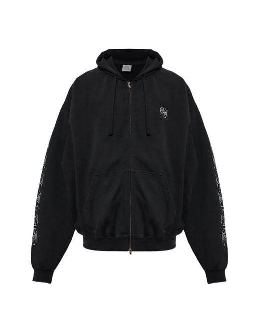 Vetements Black Logo-Print Zip-Up Hoodie for men