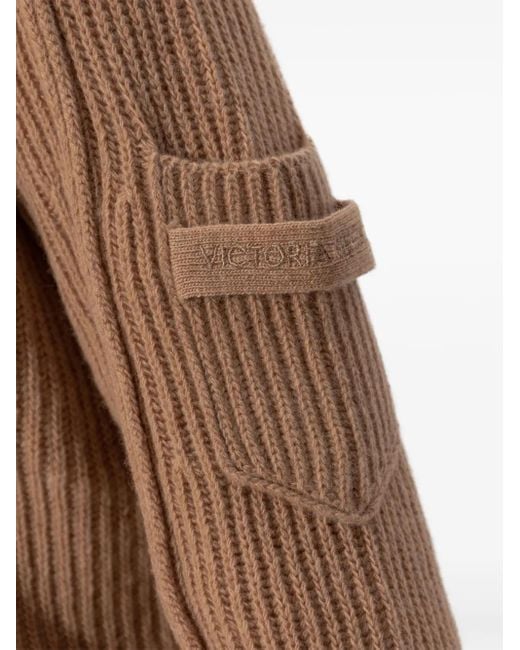 Victoria Beckham Brown V-Neck Knitwear