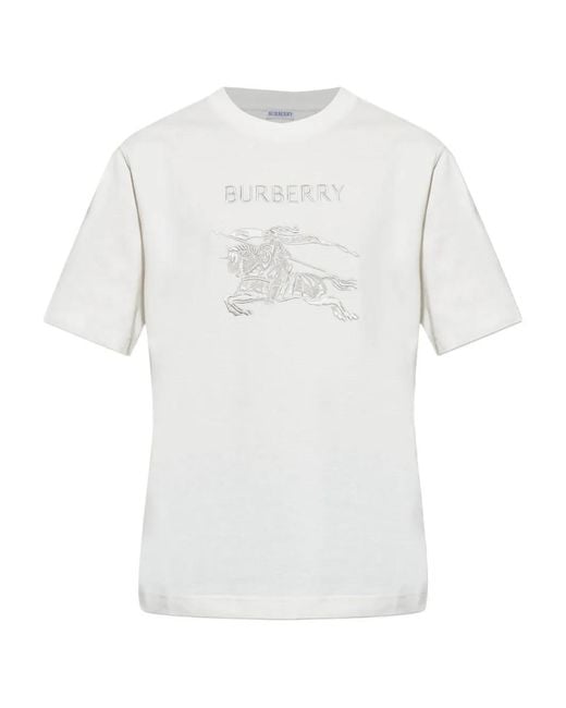 Burberry White T-Shirt With Embroidered Logo for men