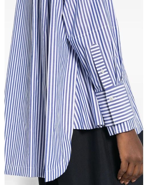 Joseph Blue Theia Vertical-Stripe Long-Sleeve Shirt
