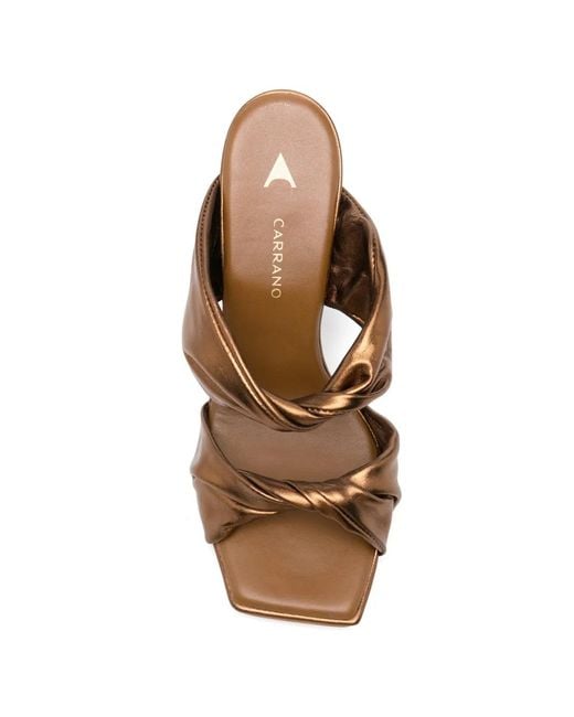 Carrano Brown Twist-Detail Metallic-Effect Sandals