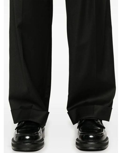 PT Torino Black Pleat-Detail Trousers for men