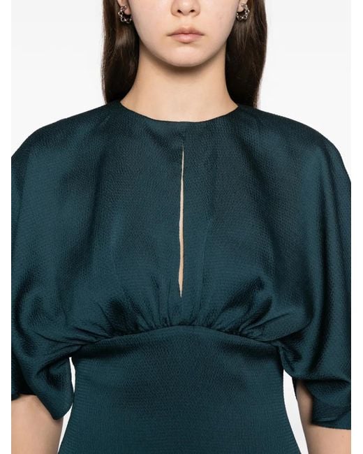 Amsale Green Hammered Satin Dress