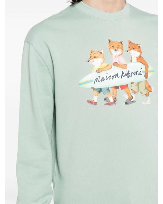 Maison Kitsuné Blue Signature Fox Motif Cotton Sweater for men