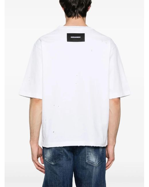 DSquared² White Logo-Patch T-Shirt for men