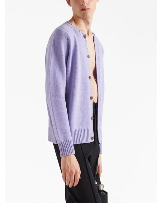 Prada Purple Wool-cashmere Cardigan for men