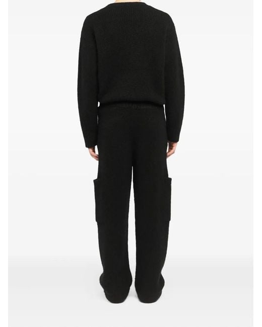 Alanui Black Drawstring Knitted Trousers for men