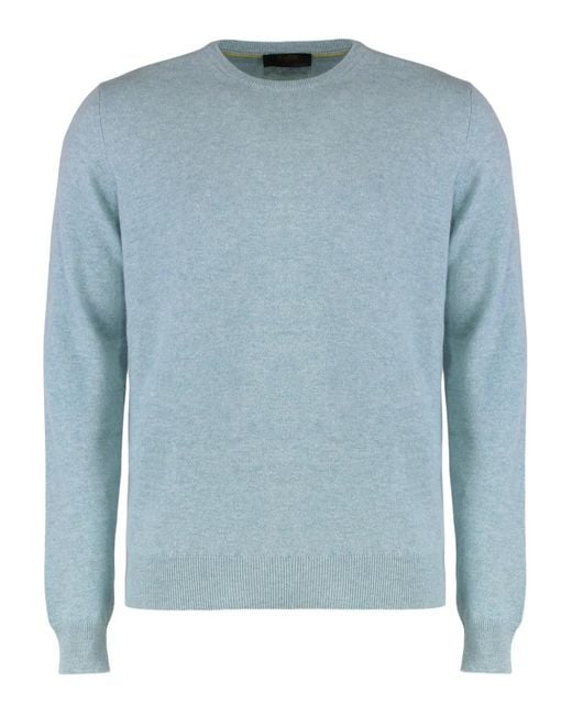 Moorer Blue Long-Sleeve Crew-Neck Sweater for men