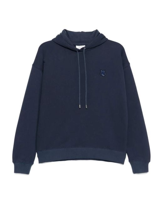 Felpa Bold Con Applicazione Fox Head di Maison Kitsuné in Blue