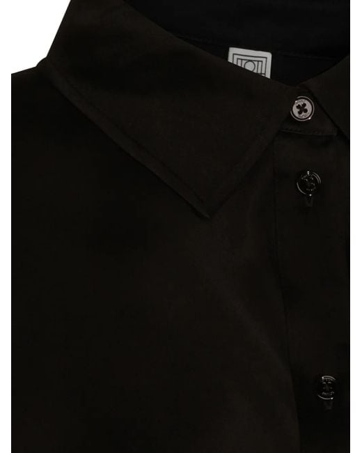 Totême Black Button Collared Midi Dress