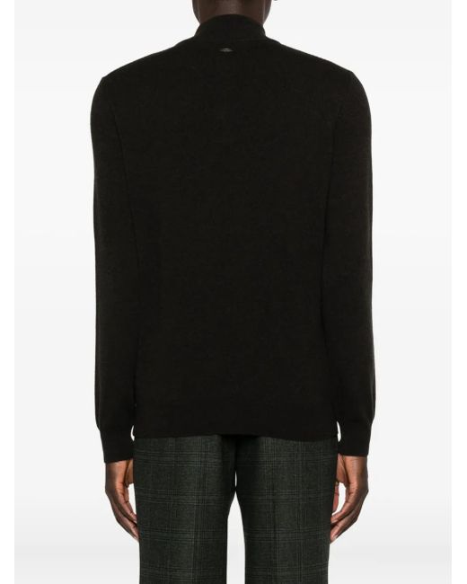 Maglione A Collo Alto Con Zip Corta di Corneliani in Black da Uomo