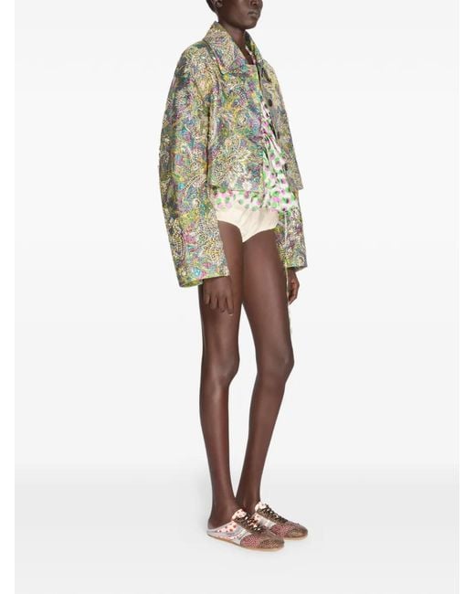Dries Van Noten Green Jacquard-Pattern Jacket