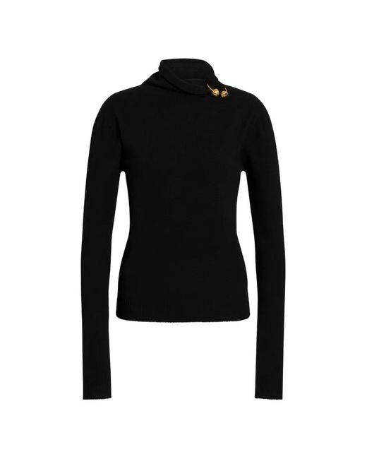 Alberta Ferretti Black Embellished Roll-Neck Sweater