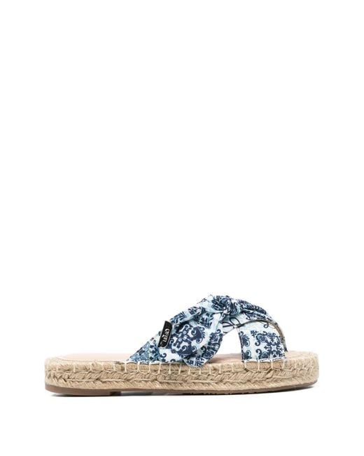 Liu Jo Blue Paisley-Print Braided Sandals