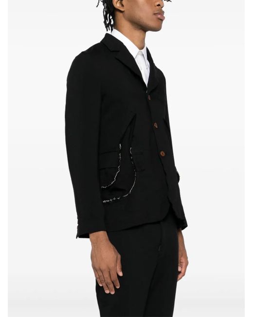 COMME DES GARÇON BLACK Blazer Met Gerafeld Detail in het Black