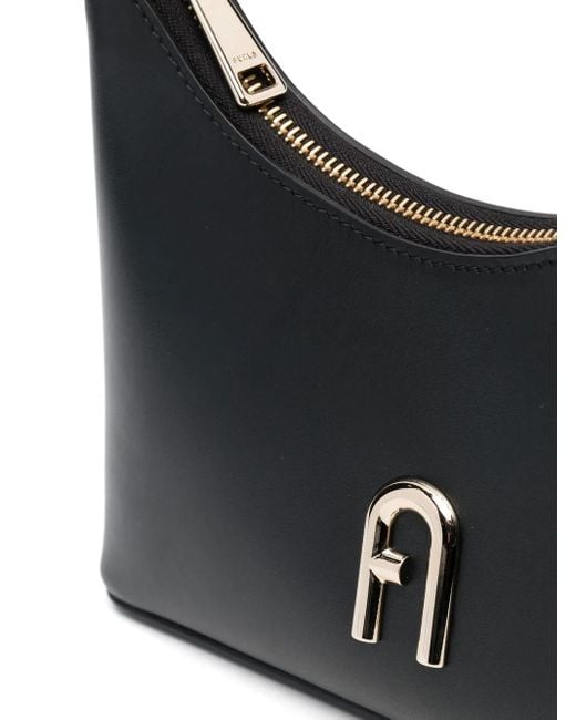 Furla Black Schultertasche Mit Logo-Schild