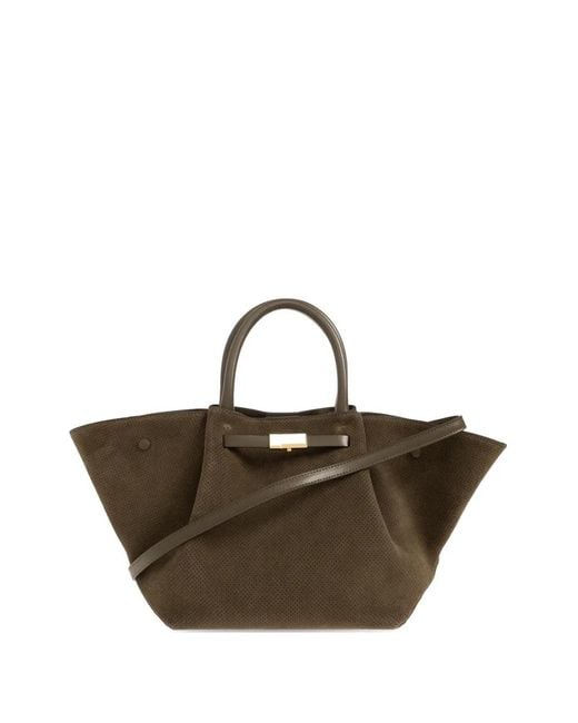 DeMellier London Brown Midi New York Perforated Suede Tote Bag