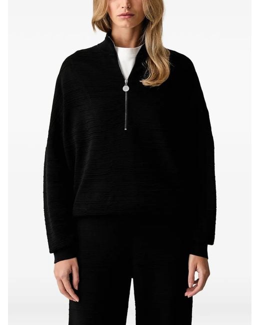 Joseph Ribkoff Black Quarter-Zip Textured-Knit Sweater