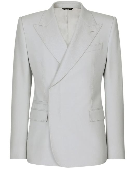Dolce & Gabbana Gray Single-Breasted Wool Blazer for men